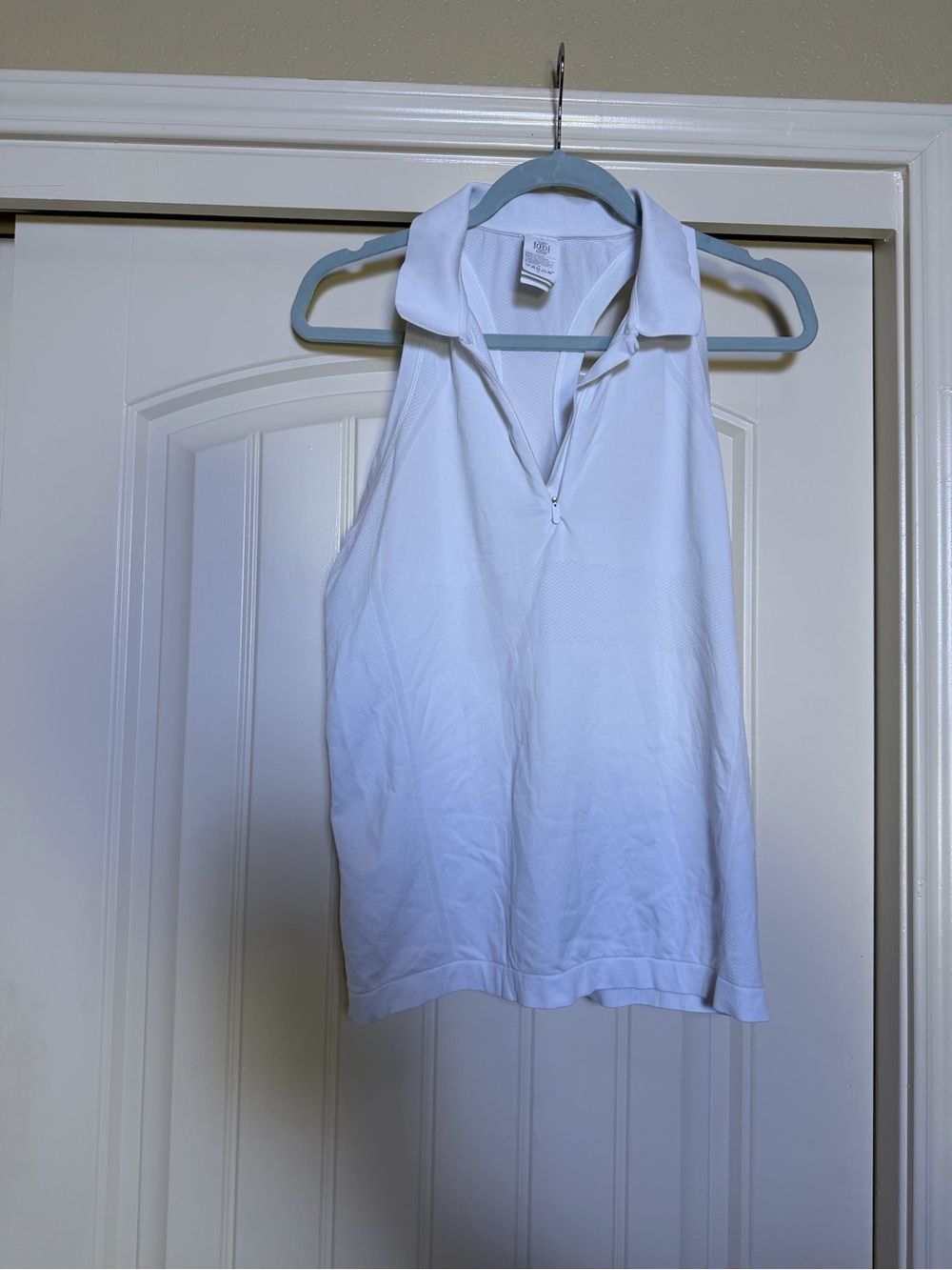 Athleta White Sleeveless Polo Tank with Zip Collar